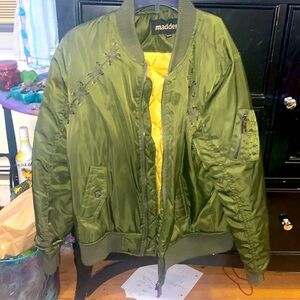 Army green winter jacket with braided detail